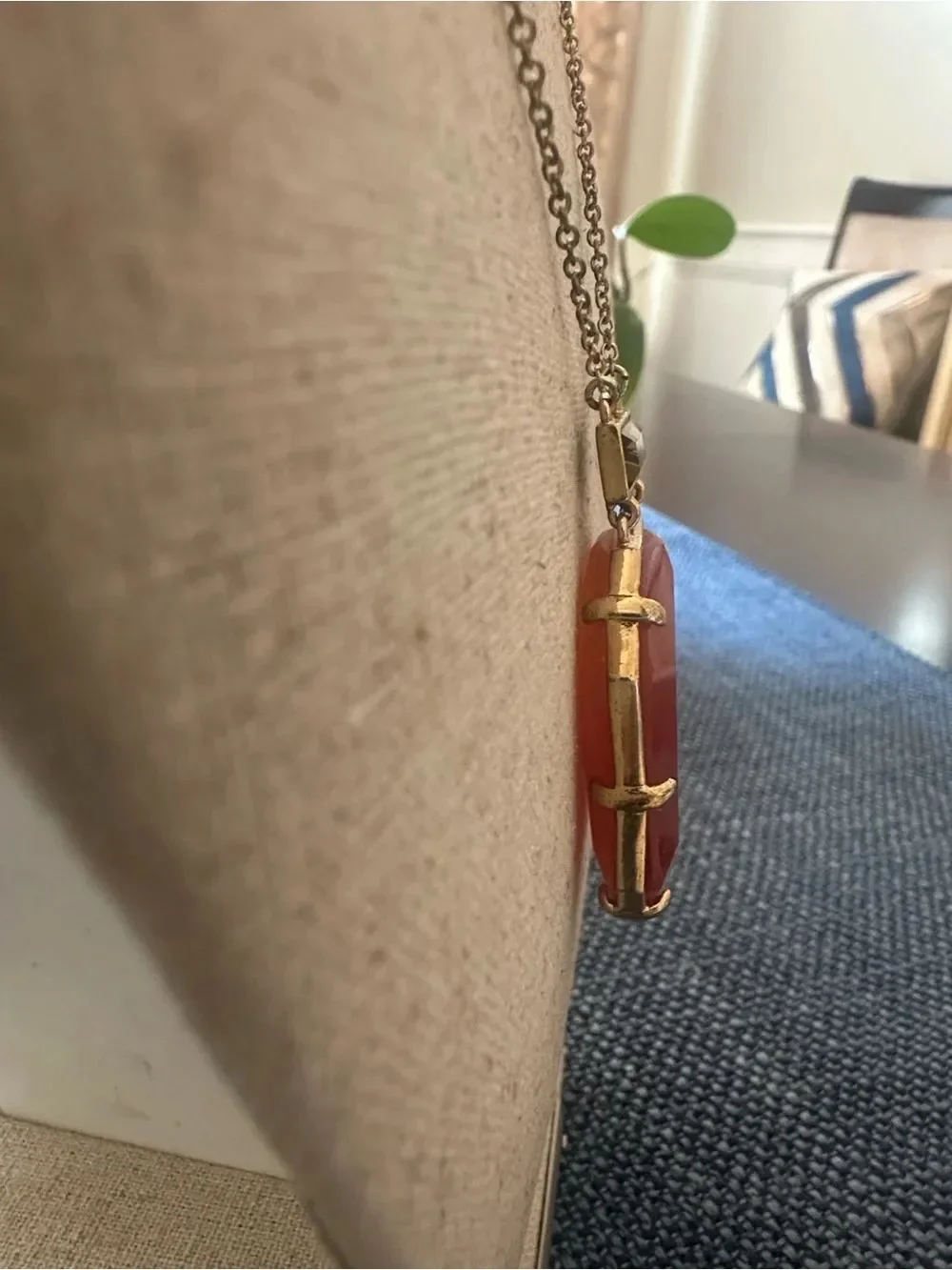 Kate Spade Gold Plated Long Stunning Coral Magnesite Necklace